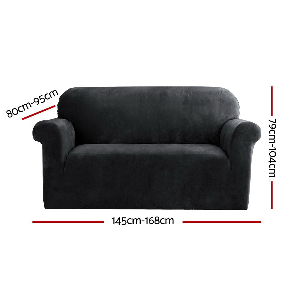 Sofa Cover Couch Covers 2 Seater Velvet Black