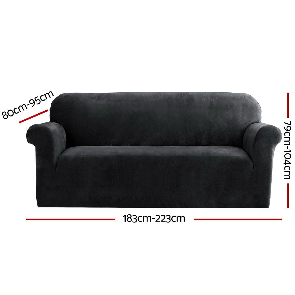 Sofa Cover Couch Covers 3 Seater Velvet Black