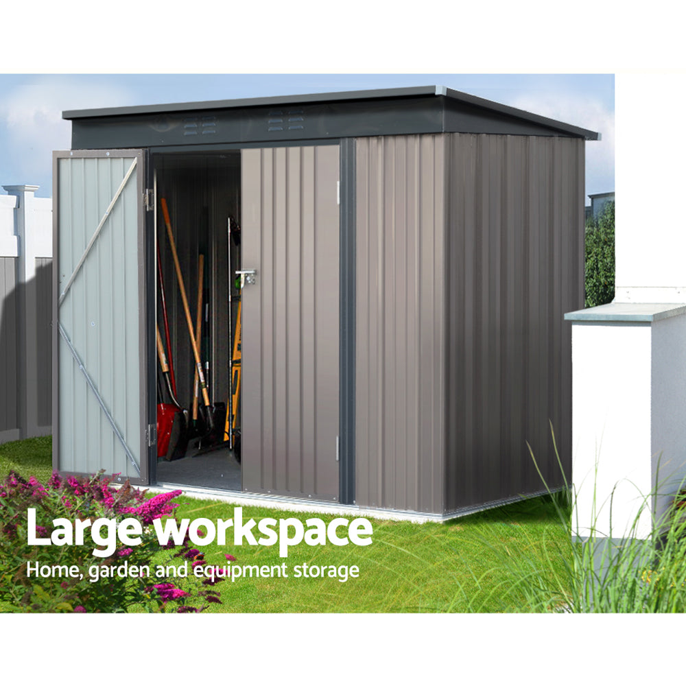 Garden Shed 2.31x1.31M Sheds Outdoor Storage Tool Metal Workshop Shelter Double Door