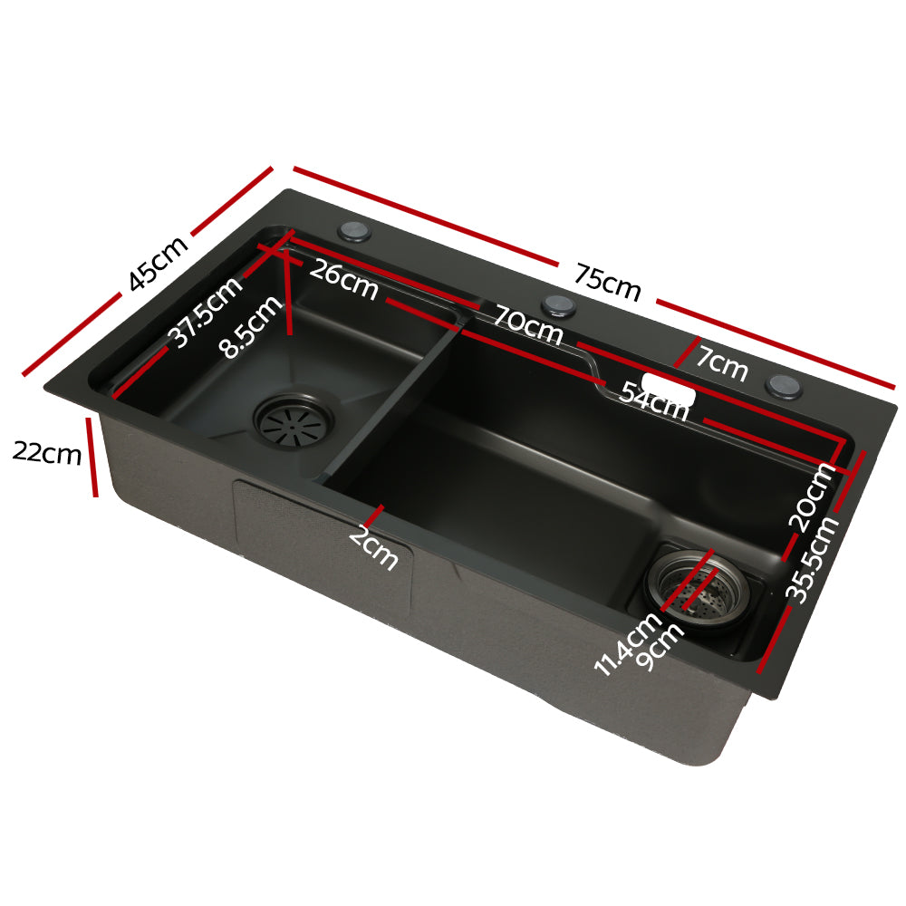 Kitchen Sink Basin Stainless Steel Under/Top/Flush Mount Bowl 750X450MM