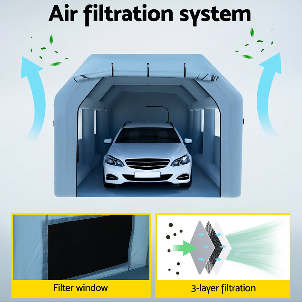 Inflatable Spray Booth 8.5X4.6M Car Paint Tent Filter System 2 Blowers