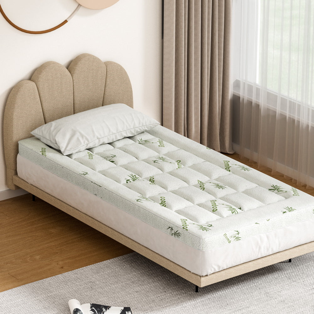 Mattress Topper Bedding Pillowtop Bamboo 7.5cm - Single