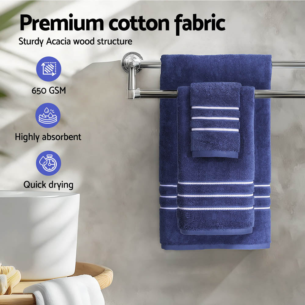 Bath Towels Set 6-Pack Cotton - Navy