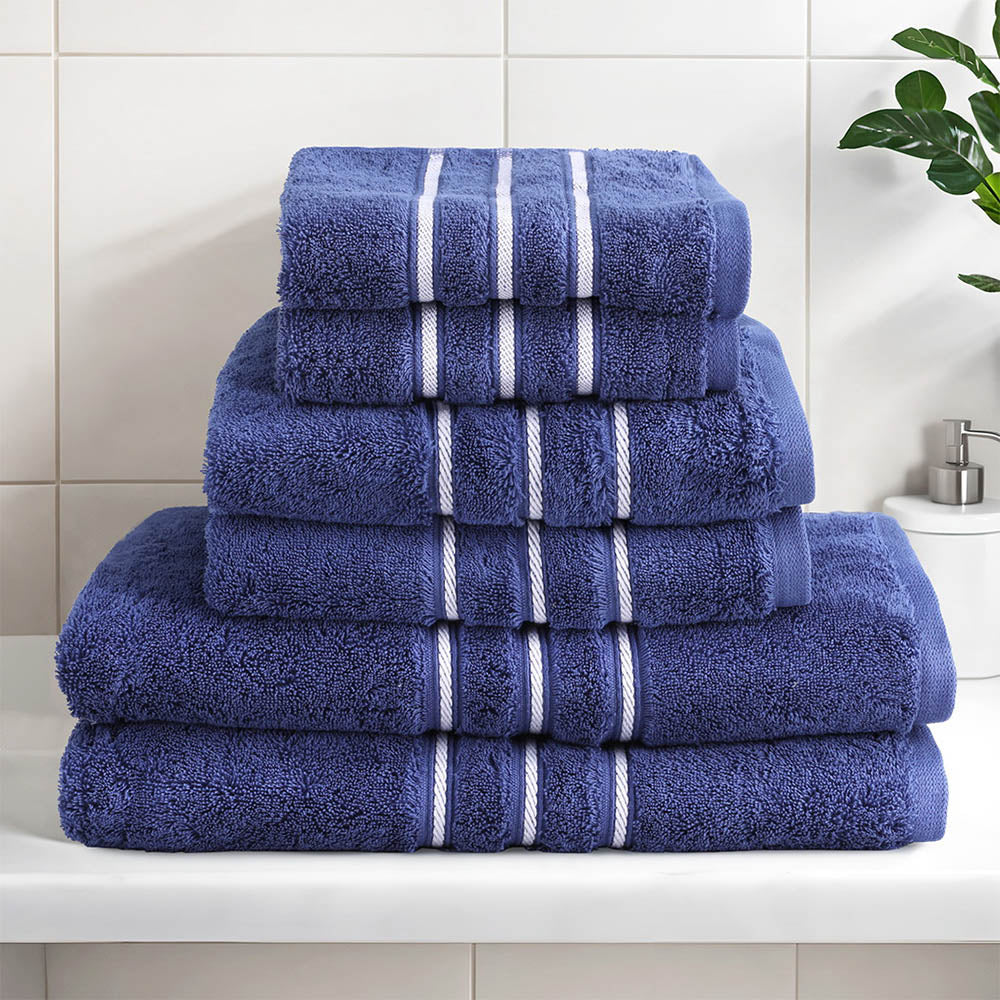 Bath Towels Set 6-Pack Cotton - Navy