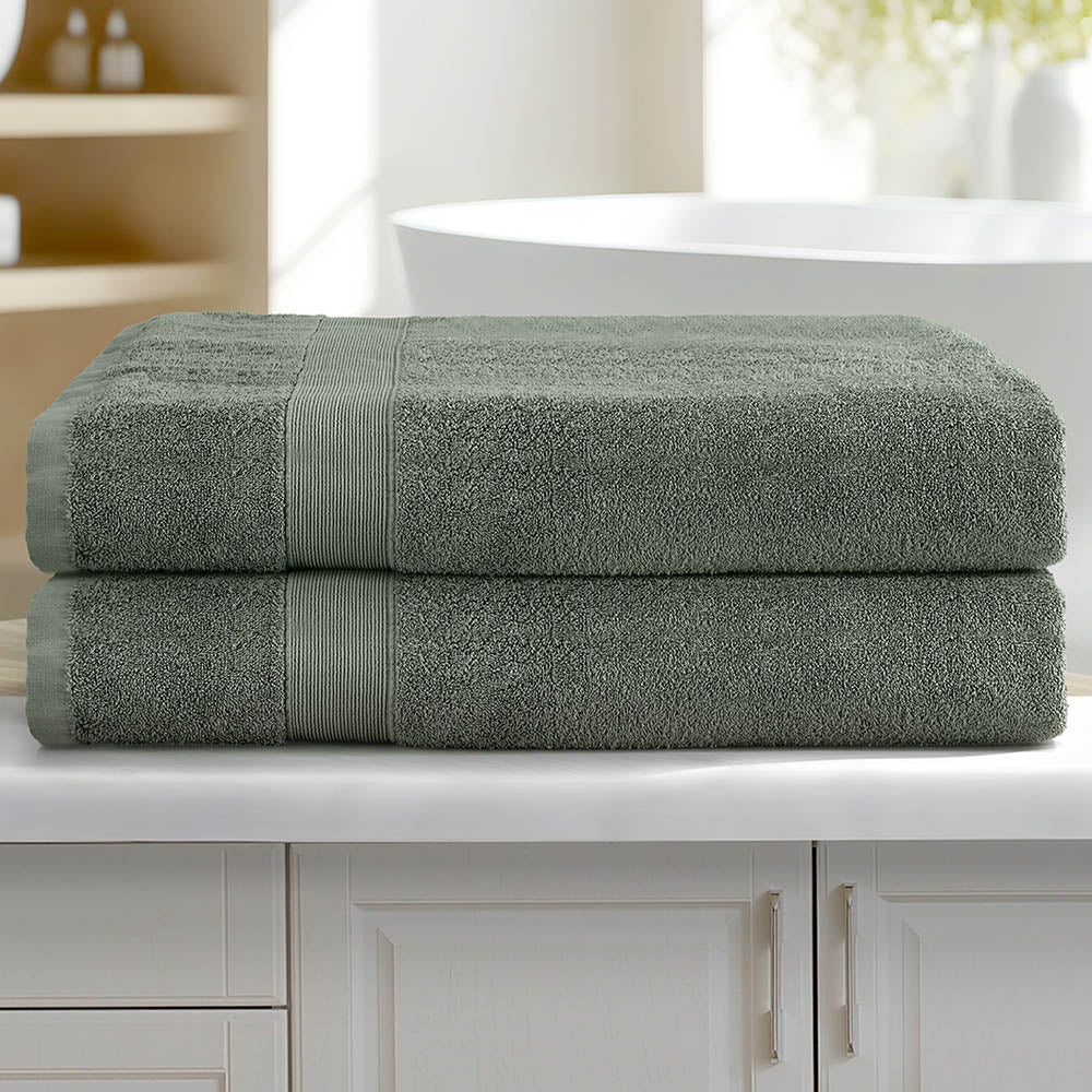 Bath Sheets Set 2 Pack Cotton Extra Large Towels - Green