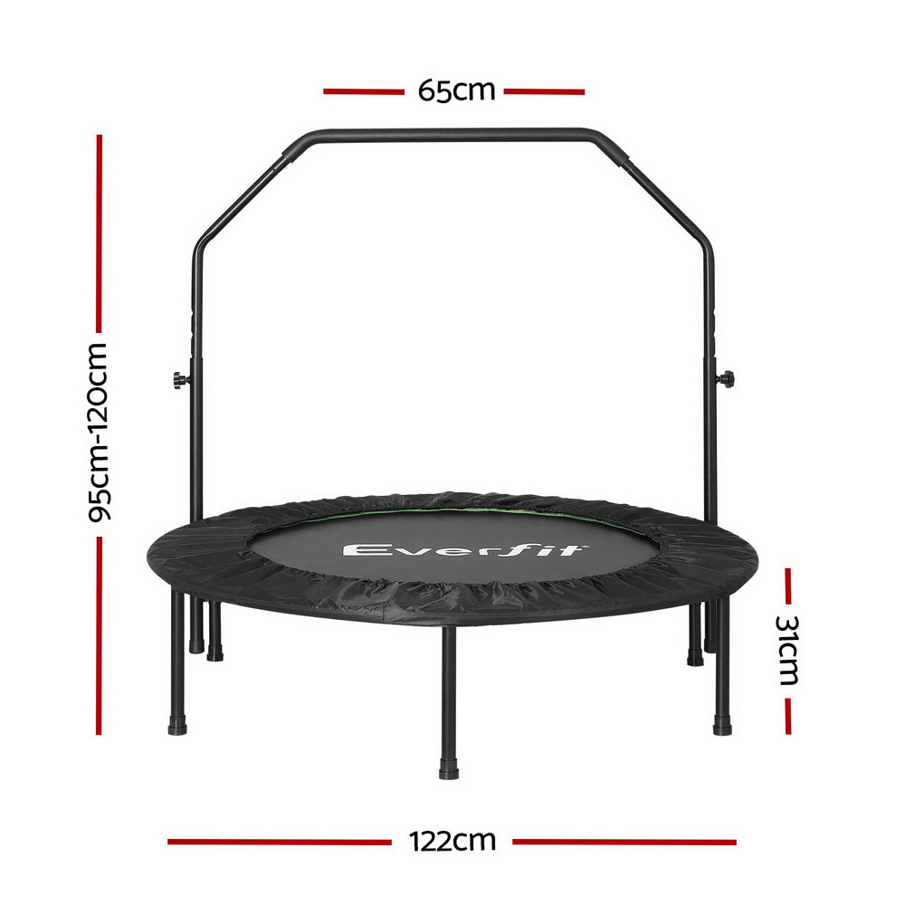 Everfit 48inch Round Fitness Trampoline Rebounder Adjustable Handrail Green