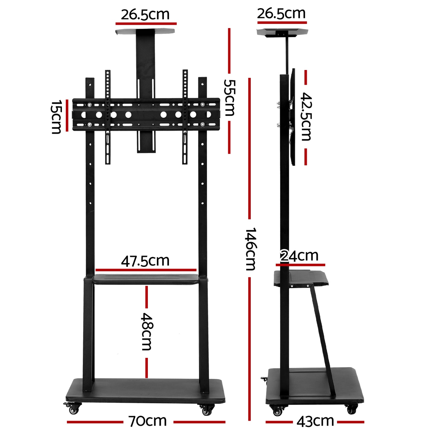 Mobile TV Stand for 32"-75" TVs