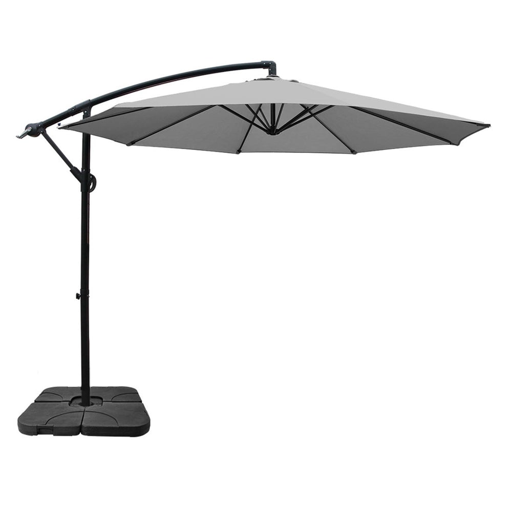 Umbrella Outdoor Umbrellas Cantilever Sun Stand UV Garden Base Grey 3M