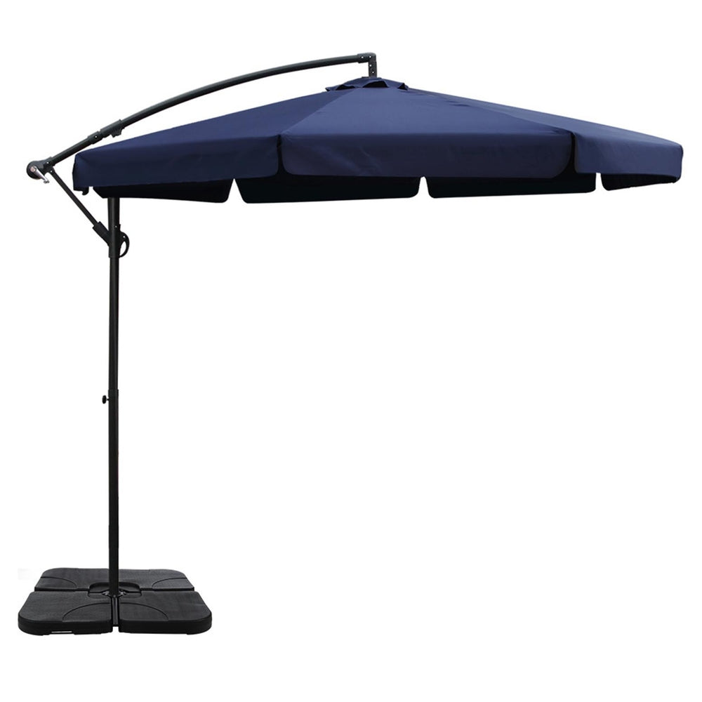 3m Outdoor Umbrella w/Base Cantilever Garden Beach Patio Navy