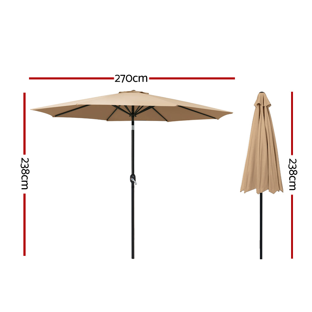 2.7m Outdoor Umbrella Pole Stand Garden Sun Beige