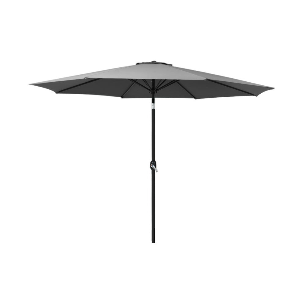 Instahut Outdoor Umbrella 2.7m Beach Pole Garden Tilt Sun Patio UV Charcoal