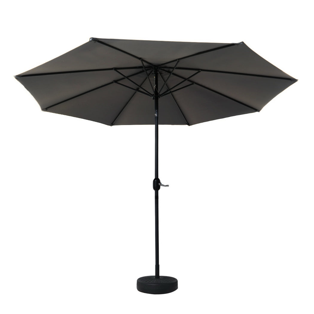 Outdoor Umbrella 3m Base Beach Pole Garden Tilt Sun Patio UV Charcoal