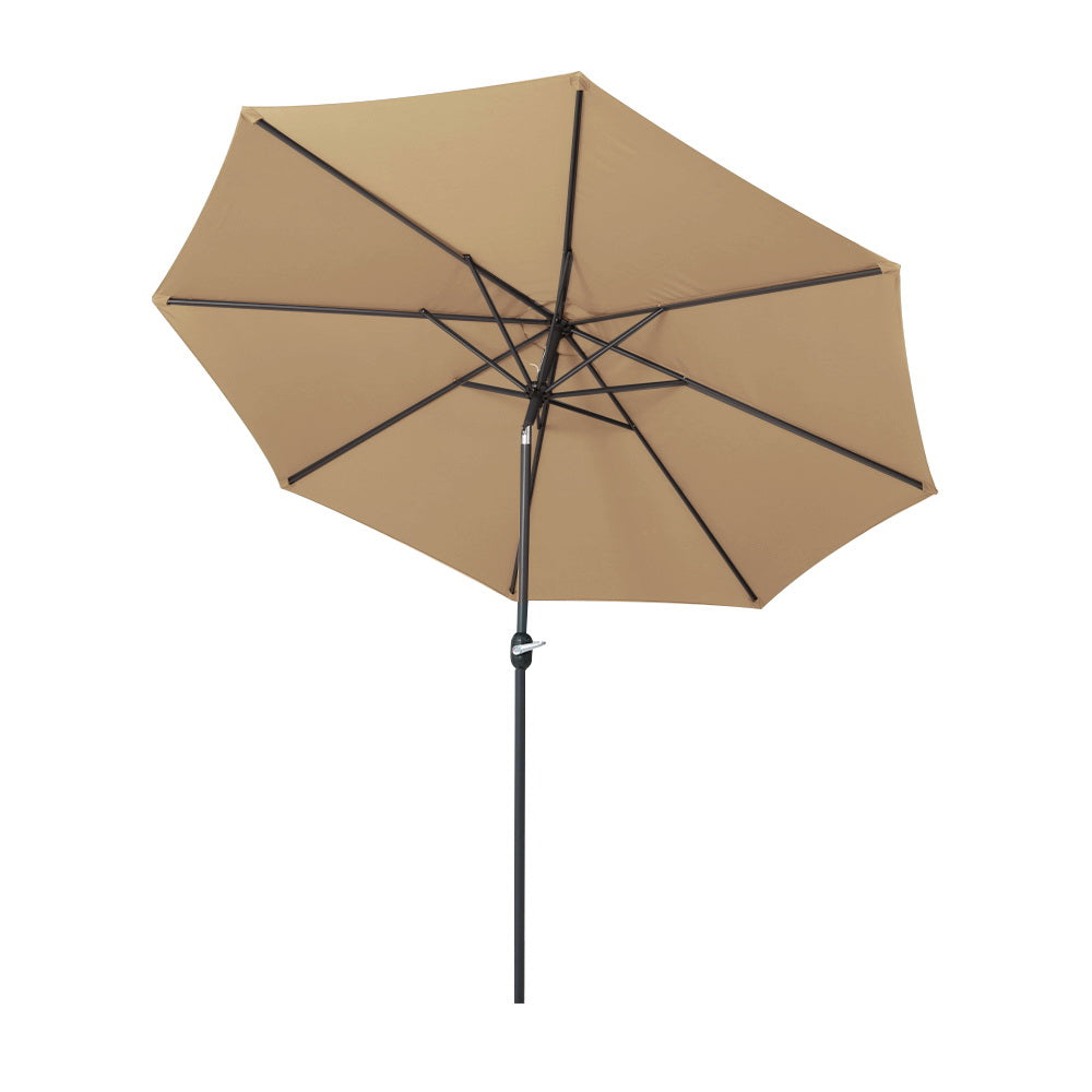 3m Outdoor Umbrella Beach Pole Garden Patio Tilt Beige