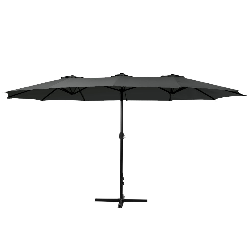 4.57m Outdoor Umbrella Beach Pole Garden Tilt Black