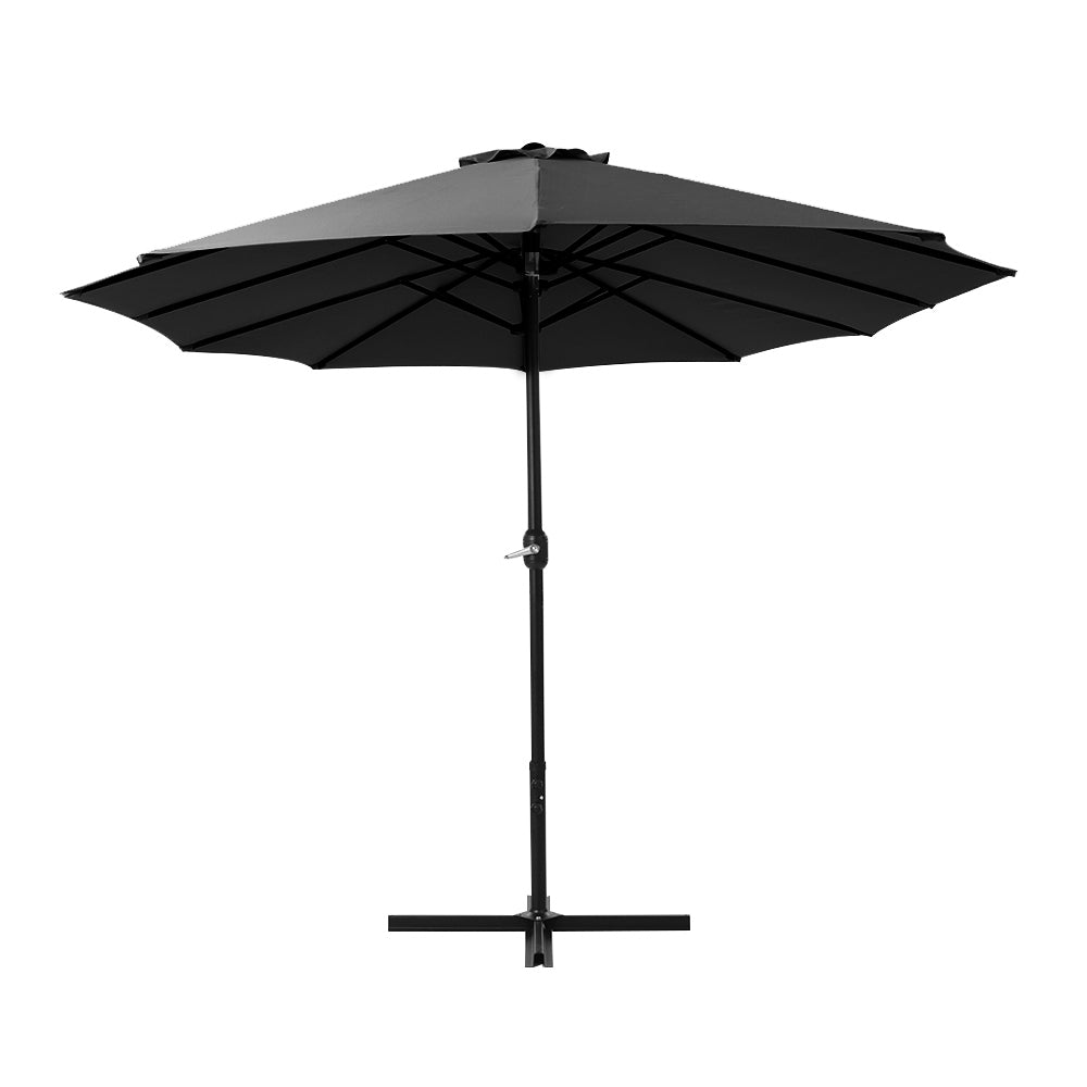 4.57m Outdoor Umbrella Beach Pole Garden Tilt Black