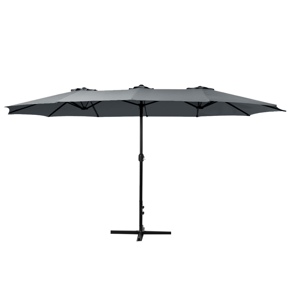 4.57m Outdoor Umbrella Beach Pole Garden Tilt Charcoal