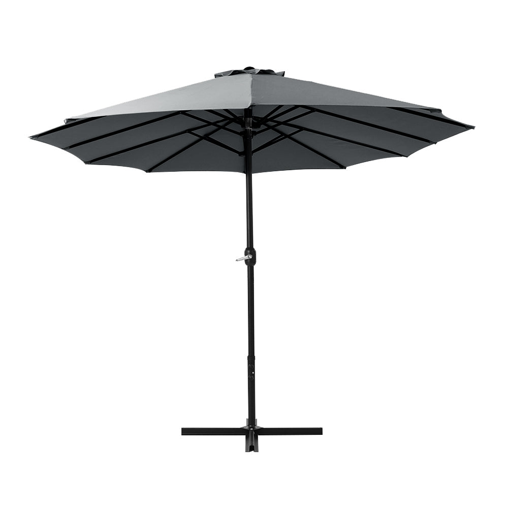 4.57m Outdoor Umbrella Beach Pole Garden Tilt Charcoal