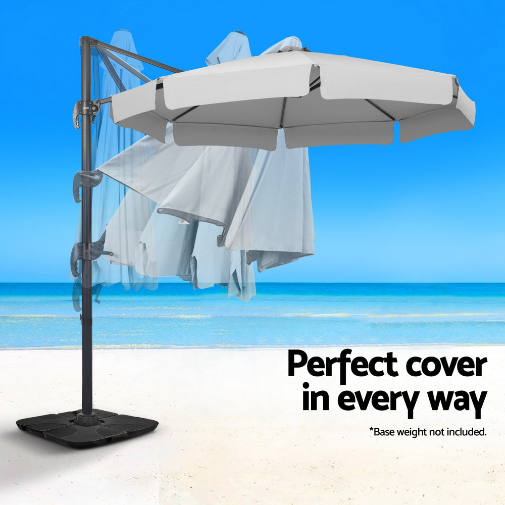 3m Outdoor Umbrella Cantilever 360 Degree Tilt Beach Roma Grey