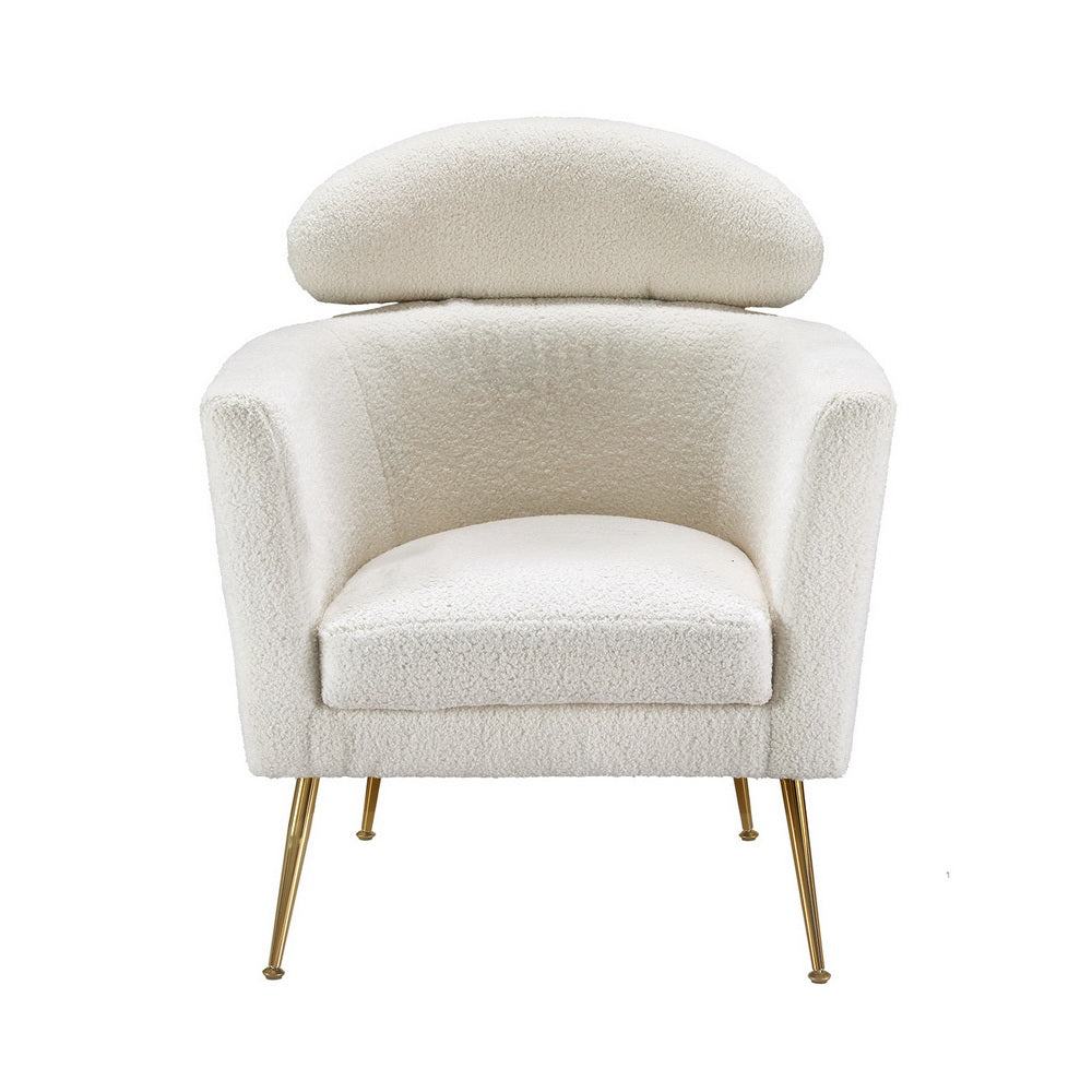 Armchair Boucle Fabric White Yoli