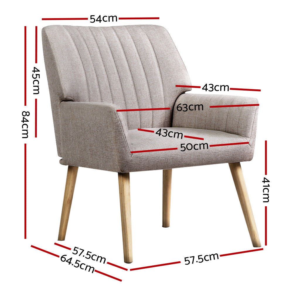 Armchair Fabric Beige Sebastini