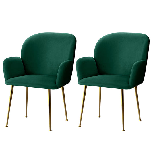 Artiss Dining Chairs Set of 2 Velevt Green Kynsee