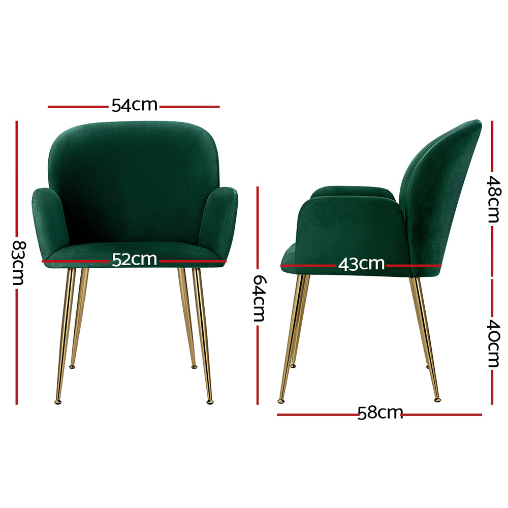 Dining Chairs Set of 2 Velevt Green Kynsee