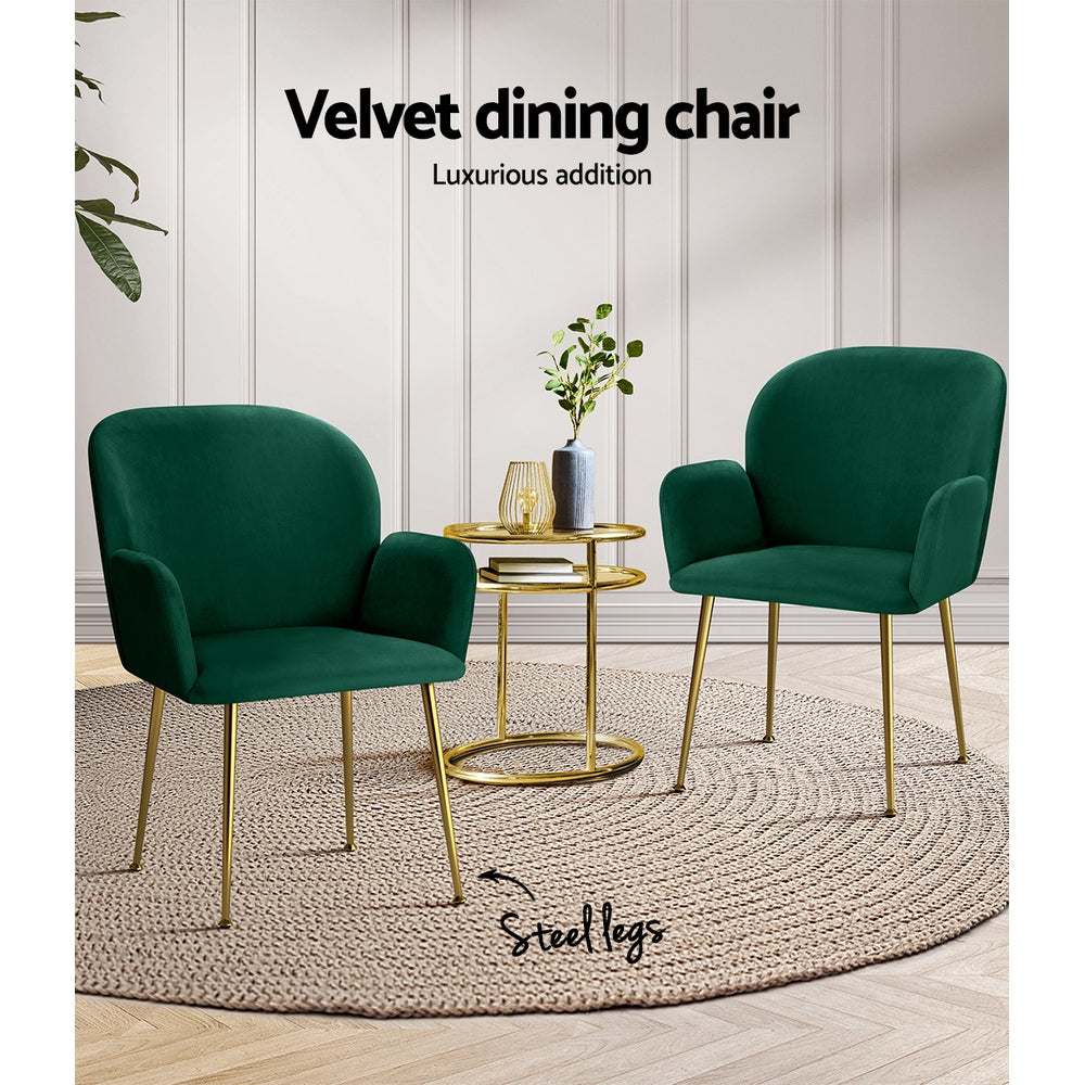 Dining Chairs Set of 2 Velevt Green Kynsee