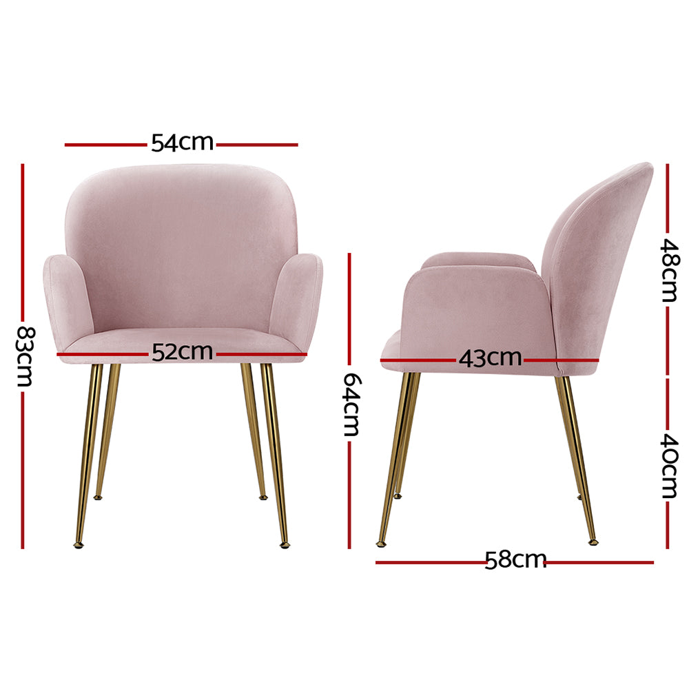 Dining Chairs Set of 2 Velevt Pink Kynsee