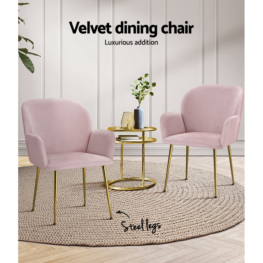 Dining Chairs Set of 2 Velevt Pink Kynsee