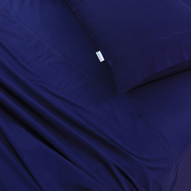 100% Egyptian Cotton Vintage Washed 500TC Navy Blue Double Bed Sheets Set