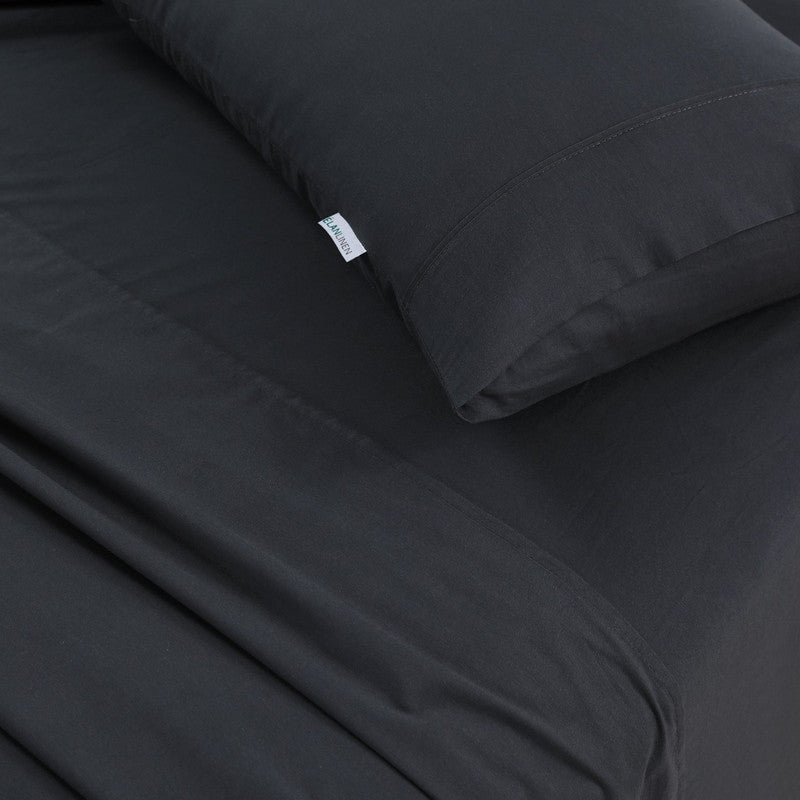 Egyptian Cotton Bed Sheets Set 100% Vintage Washed 500TC Charcoal 50cm Deep Mega - Queen