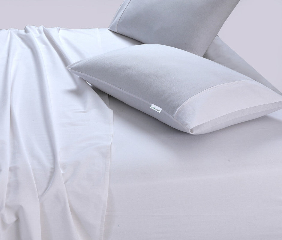 100% Egyptian Cotton Vintage Washed 500TC White 50cm Deep Mega Queen Bed Sheets Set