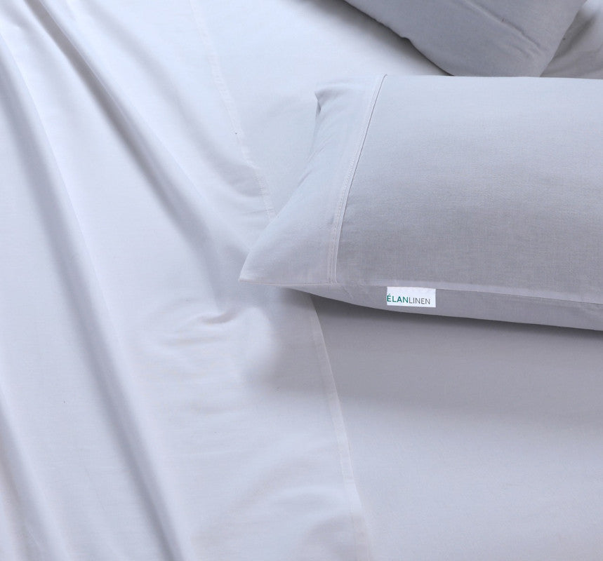 100% Egyptian Cotton Vintage Washed 500TC White 50cm Deep Mega Queen Bed Sheets Set