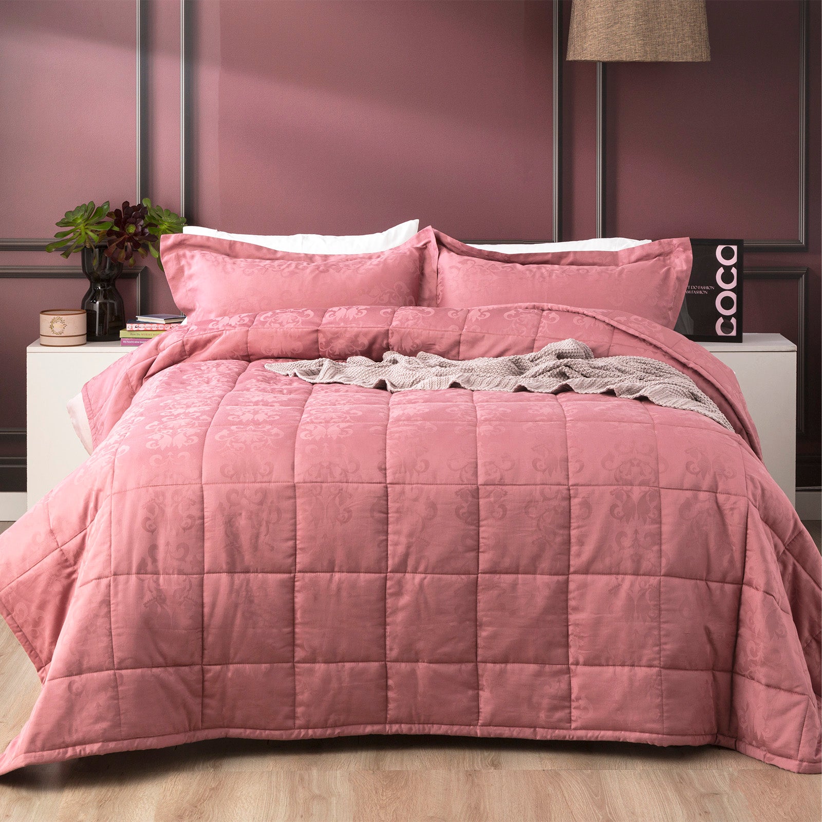 Paisley 500 TC Cotton Jacquard Rose Comforter Set by Ddecor Home Queen