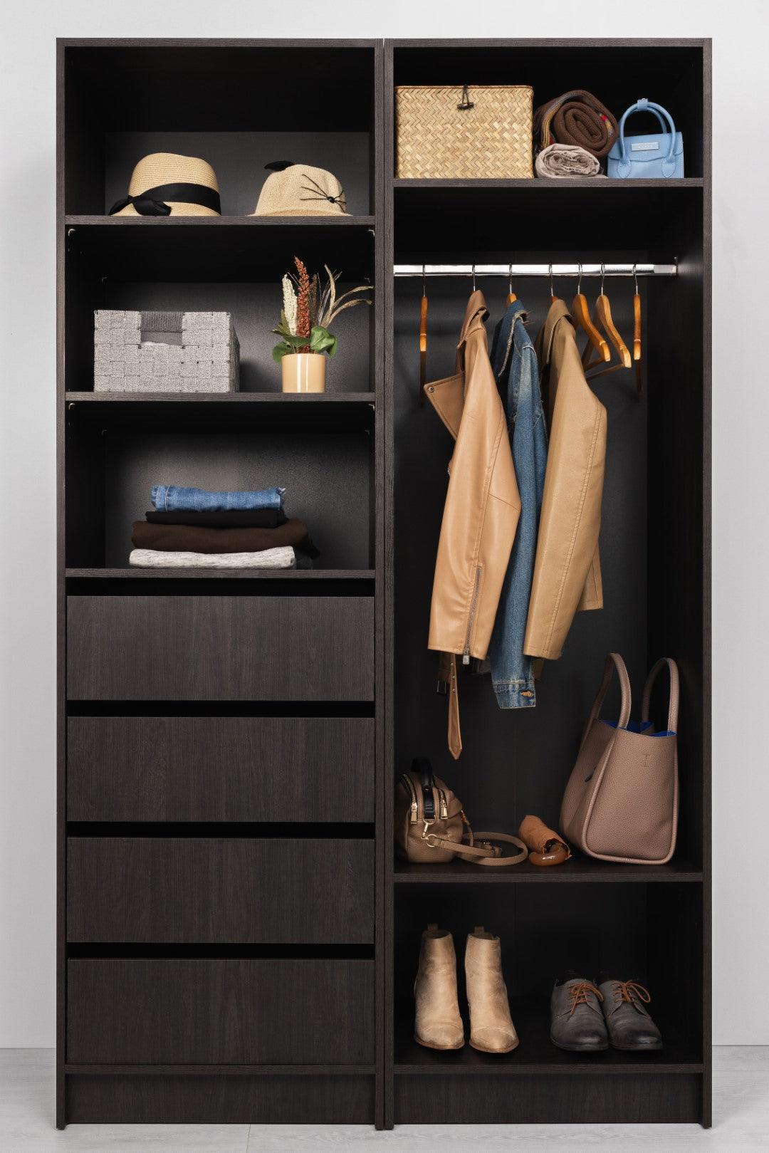 MALMO TWO SHELF/HANGRAIL WALK IN WARDROBE - NORDIC ASH