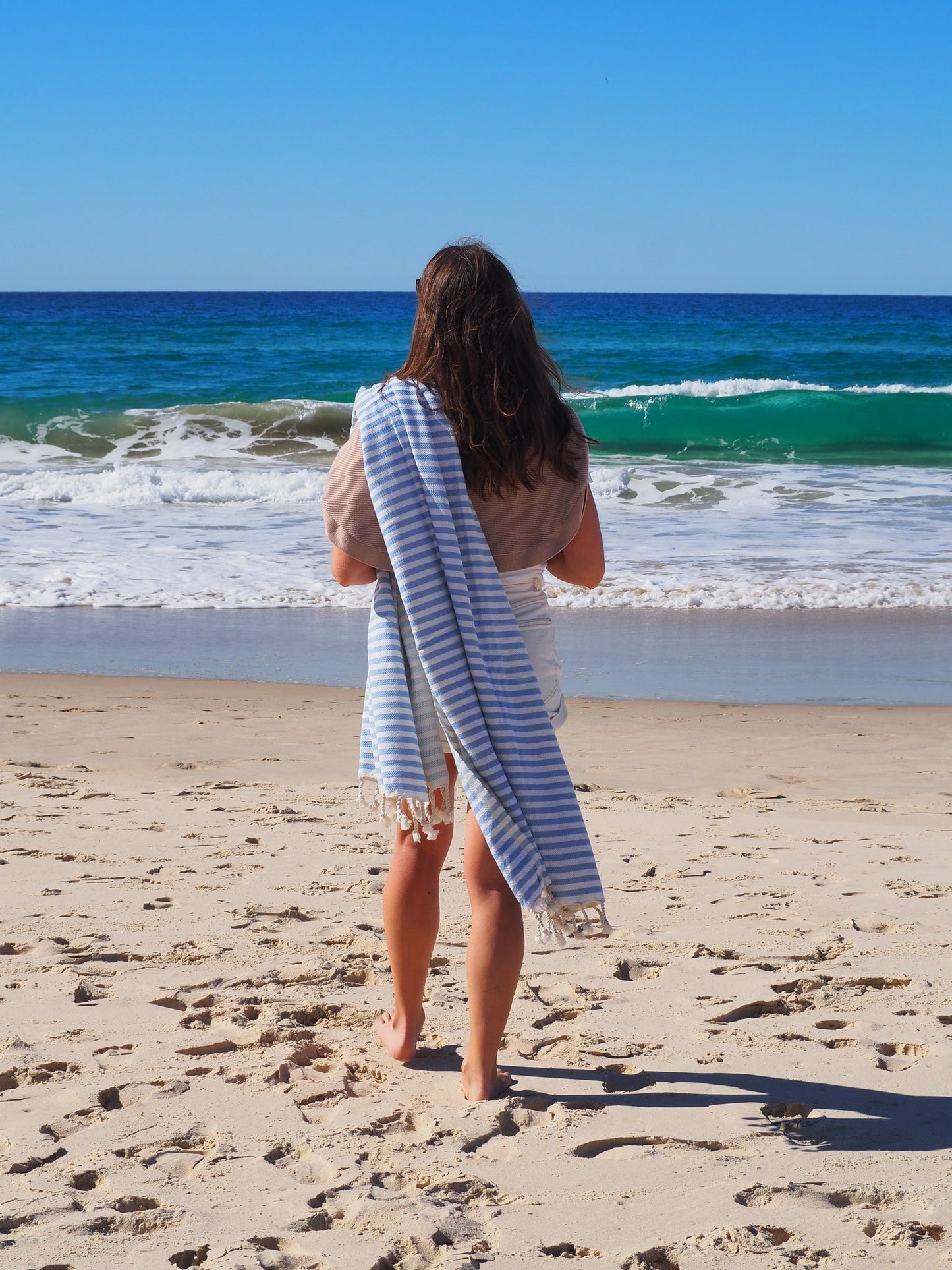 PORTSEA TURKISH COTTON TOWEL - SKY BLUE