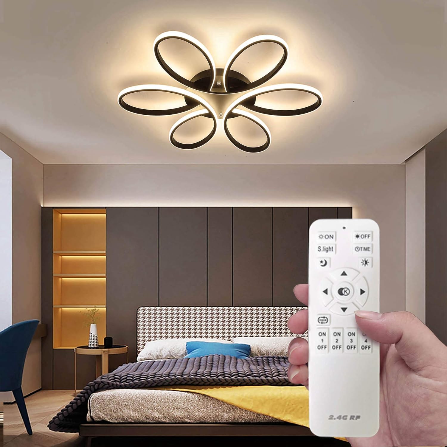 Modern LED Chandelier Flush Mount Lamp Remote Control (60cm)