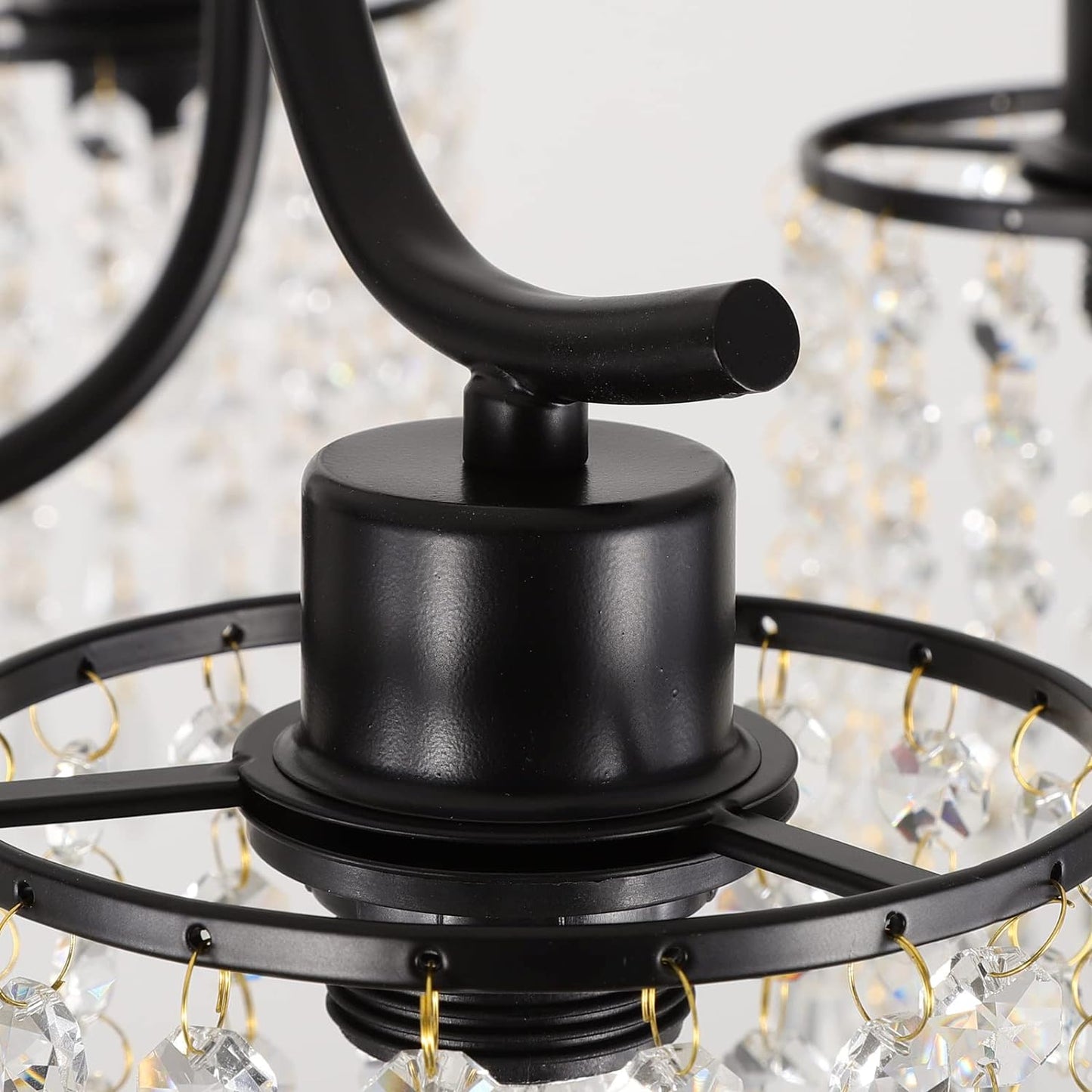 Crystal Chandelier Industrial Farmhouse, Black