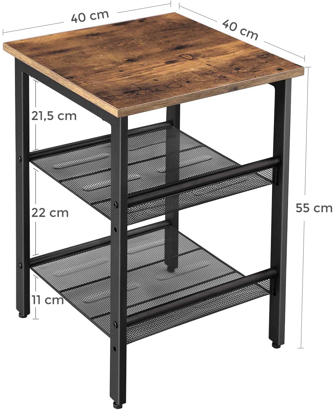 Side Table, 2 Mesh Shelves