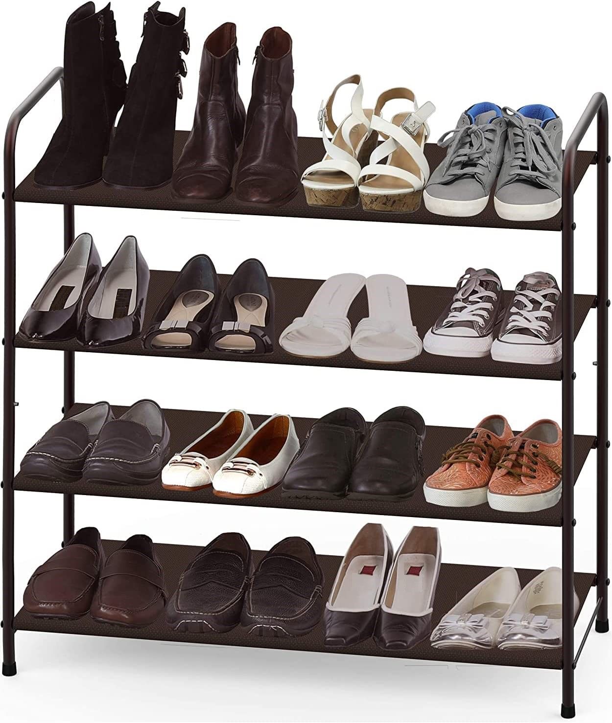 4 Tier Metal Shoe Rack Storage Organiser for Entryway and Bedroom