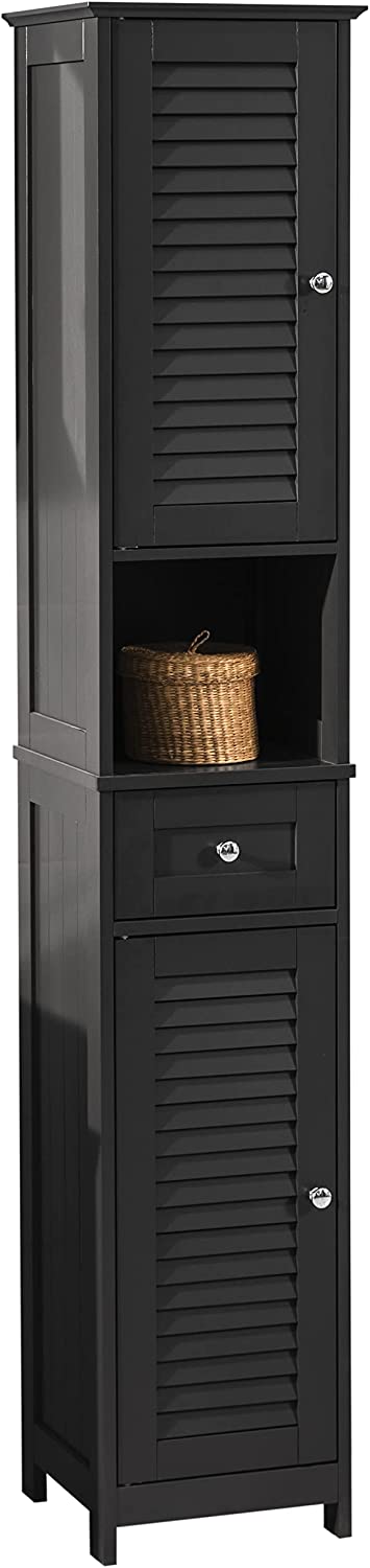 Freestanding Tall Bathroom Cabinet 170 x 32 x 30 cm (Black)