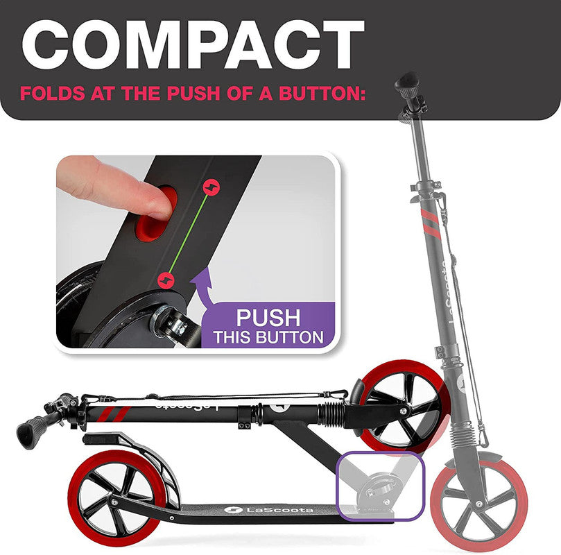 Lascoota Pulse Kick Push Commuter Scooter Teen Adult Black