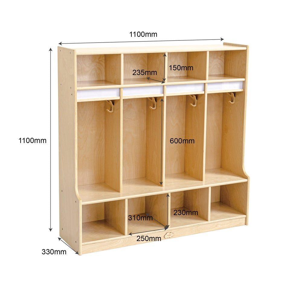 Preschool Coat Locker with Cubbies 4-Section - Jooyes