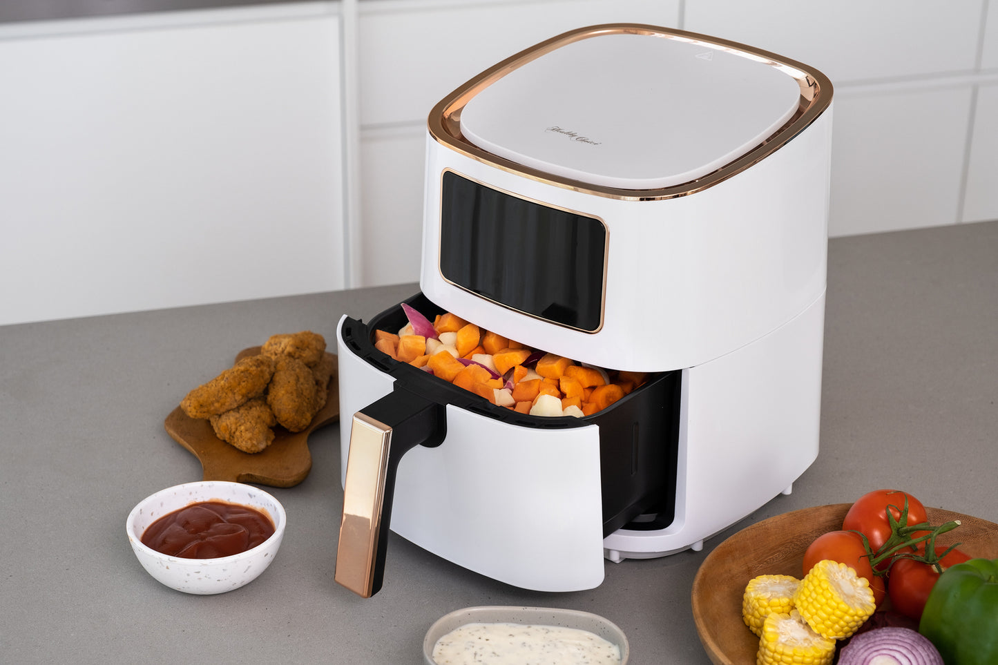 7L Digital Air Fryer (White Rose Gold) 1700W, <200¬∞C, 8 Cooking Settings