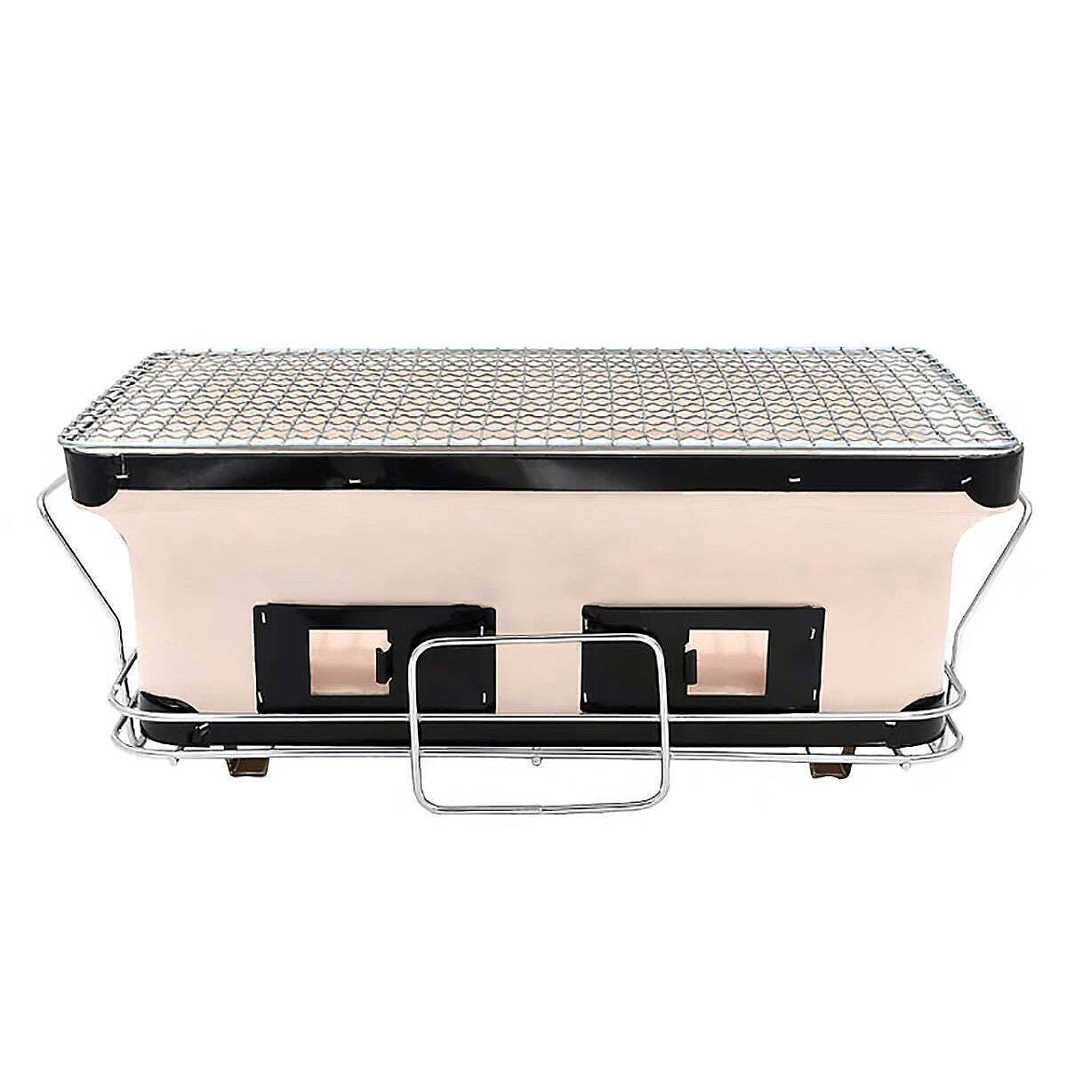 Portable Hibachi Tabletop Grill Dual Charcoal BBQ Chambers