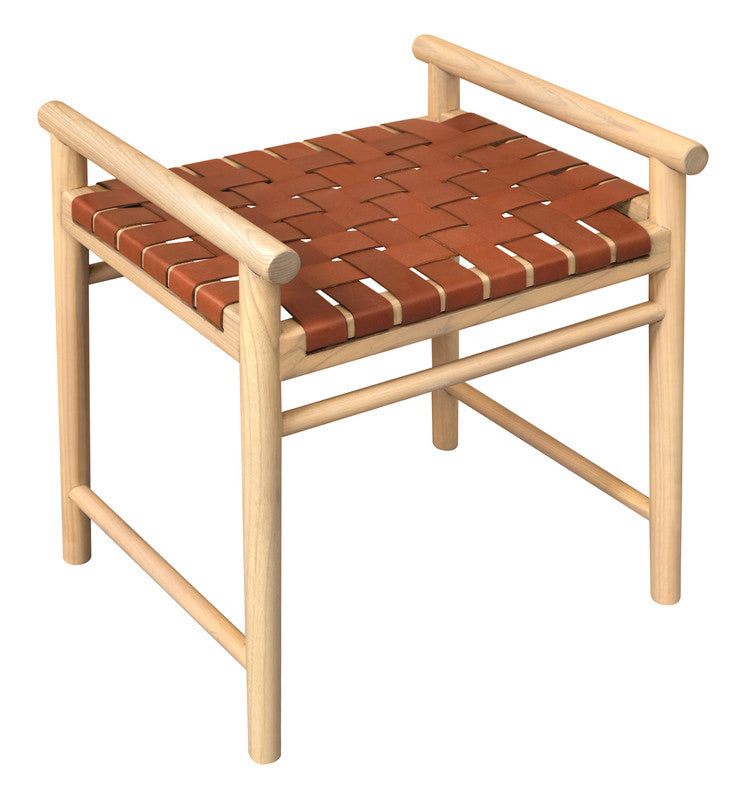 Elliot Single Seater Bench with Leather (Natural)