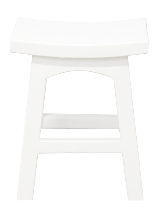 Tokyo Solid Mahogan Timber Footstool (White)