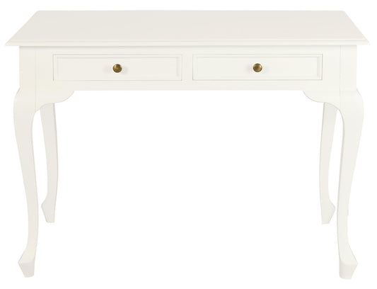 Queen Anne 2 Drawer Desk (White)