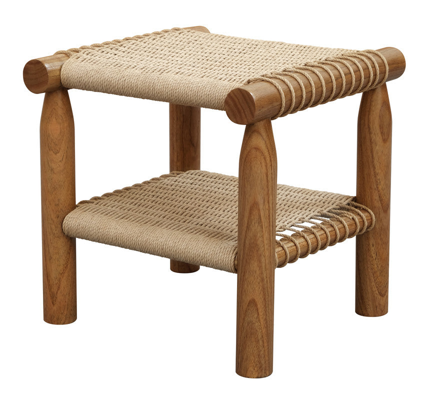 Kelly Handwoven Rattan Lamp Table (Almond)