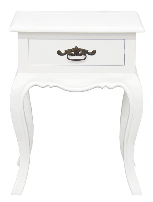 French Provincial 1 Drawer Lamp Table (White)